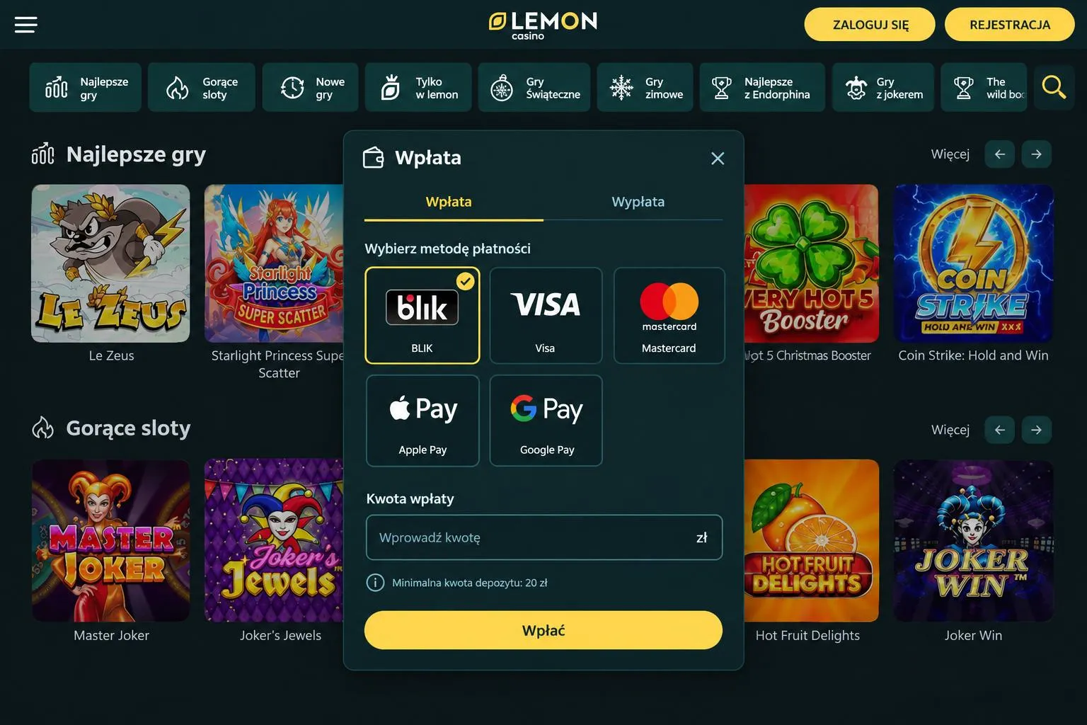Bonus za depozyt, cashback i oferty dla stałych graczy – Lemon Casino kod promocyjny