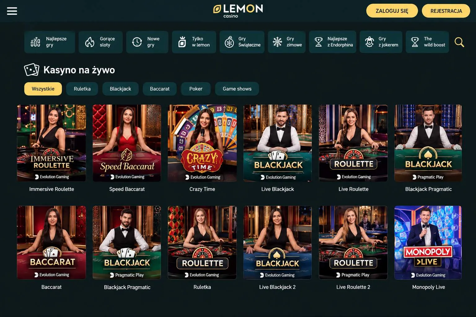 Kasyno na żywo i funkcje mobilne Lemon Casino