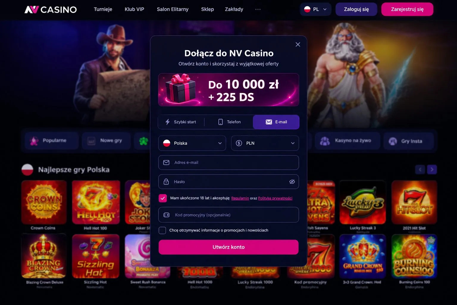 Rejestracja i pierwszy dostęp do konta — NV Casino logowanie