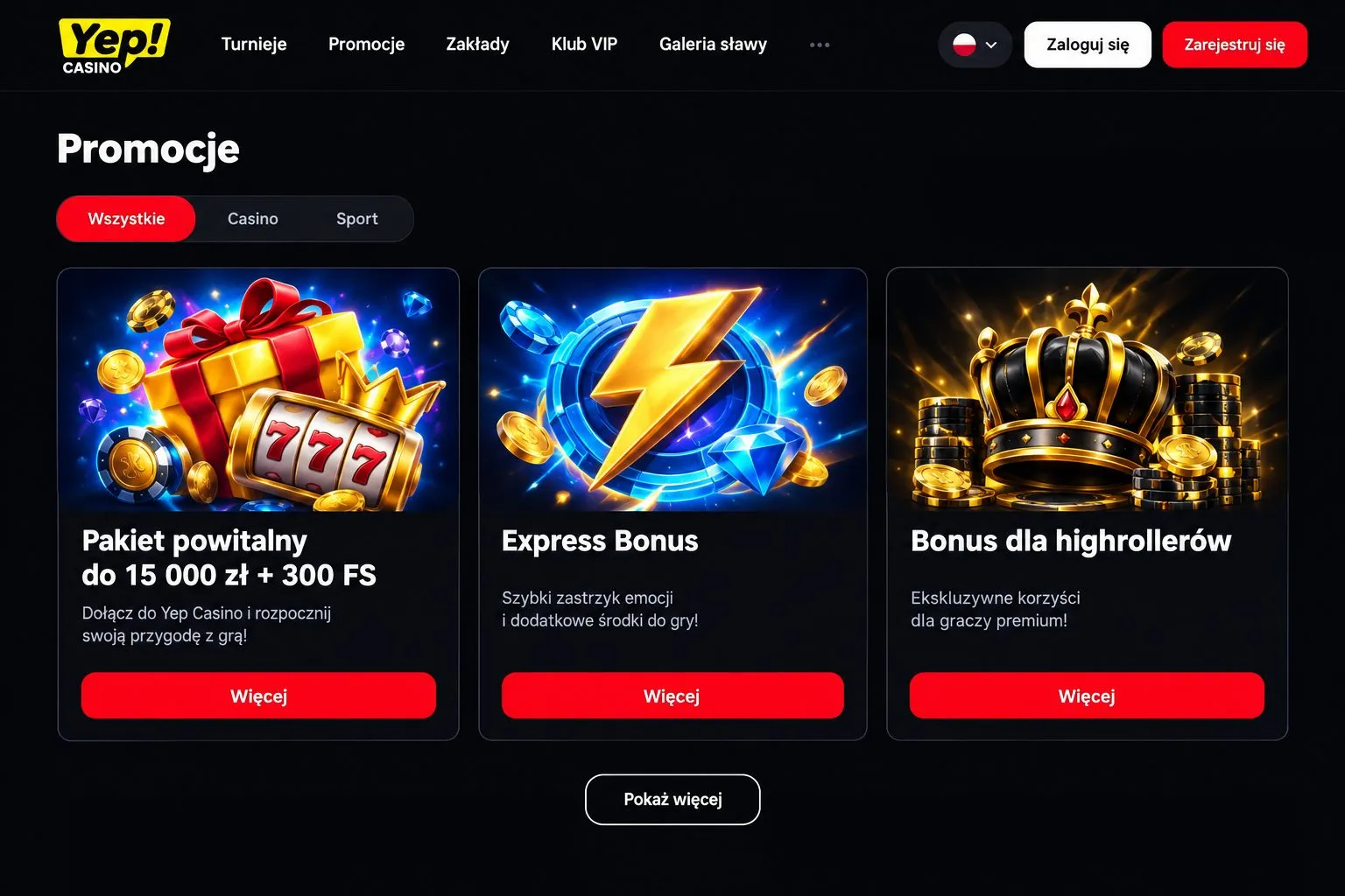 YEP Casino kod promocyjny i bonus bez depozytu — co obejmuje oferta